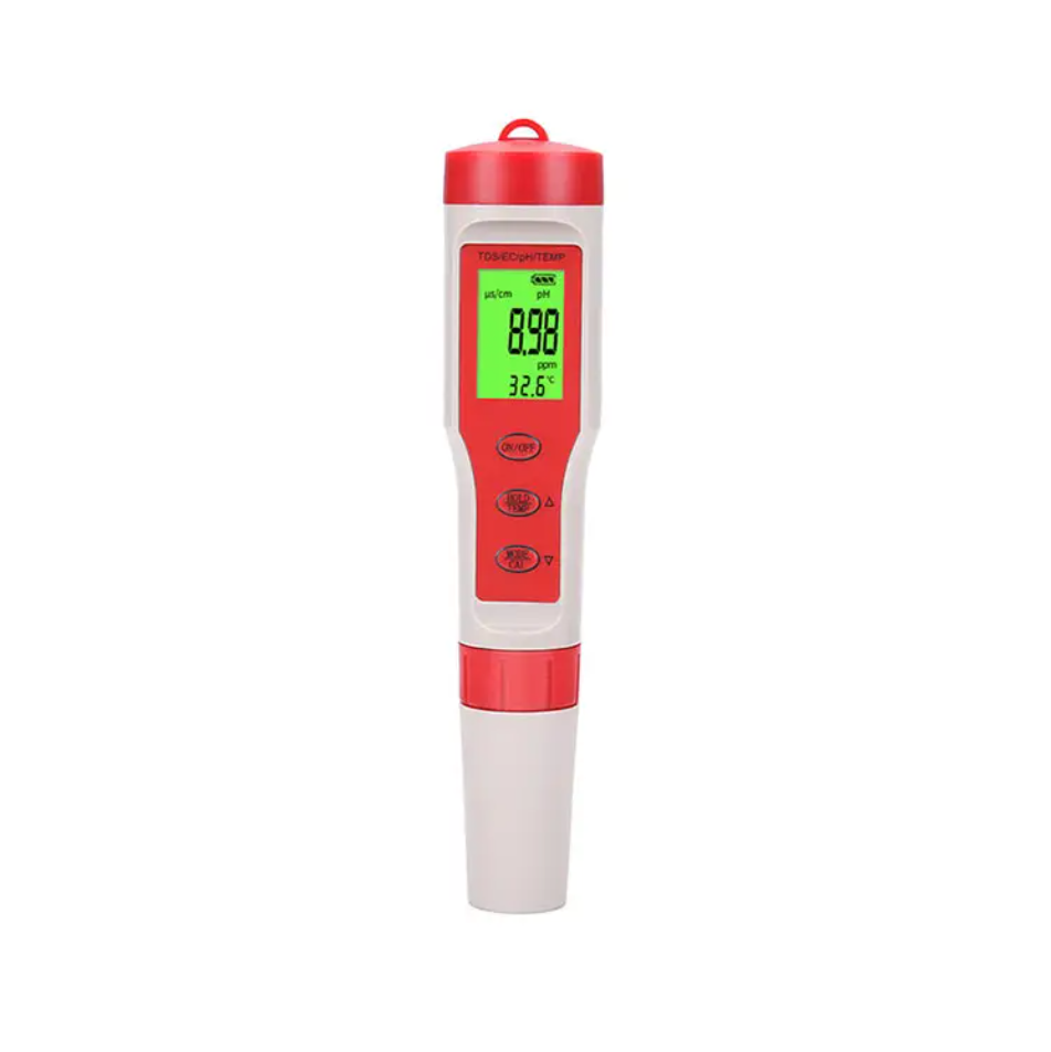 PH METRE 4-EN-1 PH+EC+TDS+TEMP RÉTROÉCLAIRÉ #27972 TESTEUR HYDROPONIE 4 EN 1 - EZ-9908 – Image 1